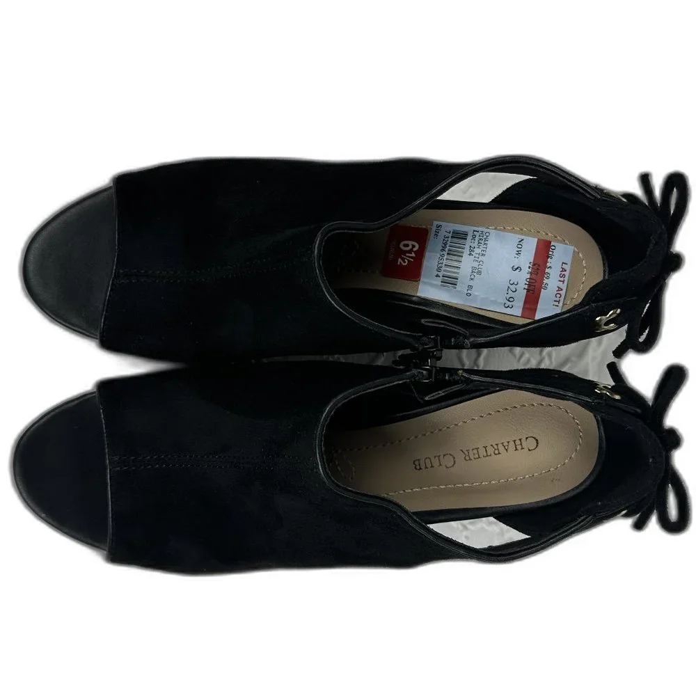 Charter Club Hirah Tie Back Blo black heels - Picture 7 of 8